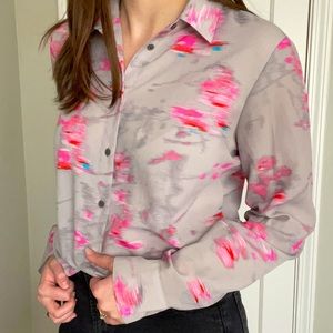 BR Dillon shirt in pink abstract print on gray